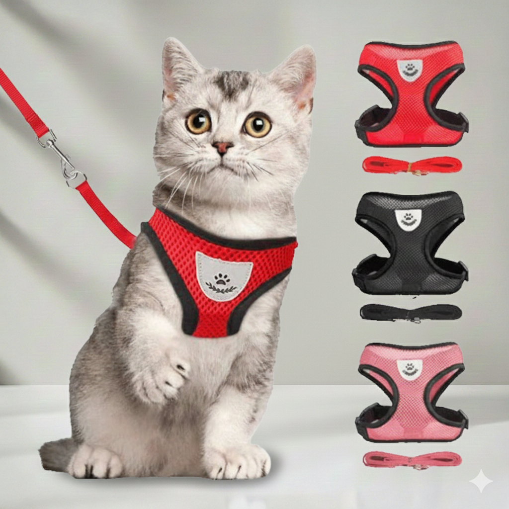 Adjustable Cat & Dog Harness Vest with Walking Leash for Pets