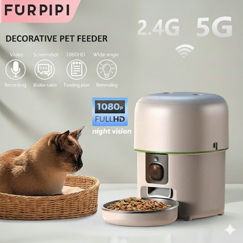 1080P HD Smart Cat Feeder with Camera 5G WiFi Auto Dispenser