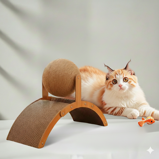 2 in 1 Cat Scratcher Ball with Wooden Sisal Scratch Board