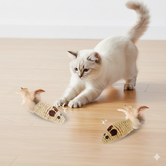 Sisal Mouse Interactive Cat Toy Bite Resistant with Sound