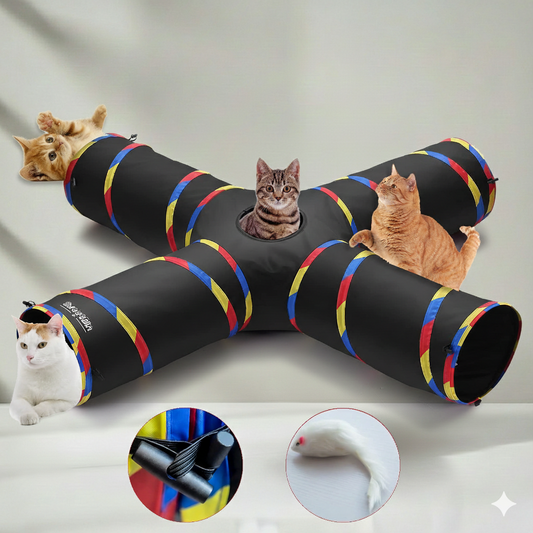 Foldable Cat Play Tunnel Toy Breathable Indoor Fun Tube