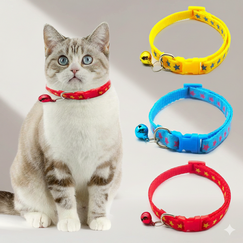 Colorful Adjustable Cat Collar with Bell for Cats and Kittens