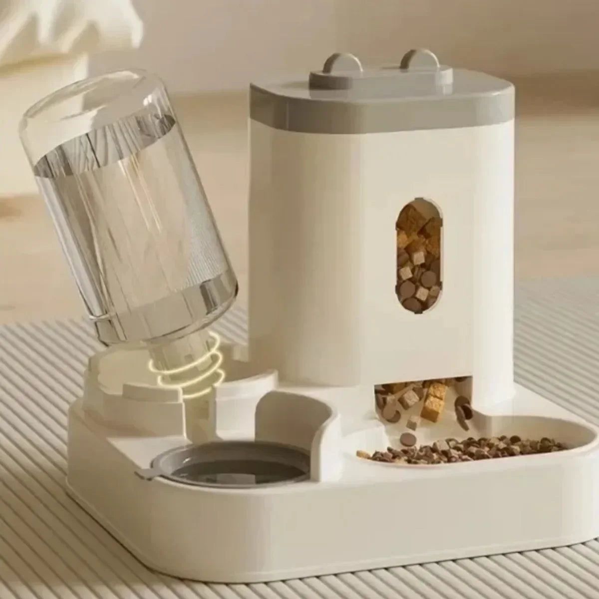 Automatic Pet Feeder with Water Fountain Large Capacity Bowl