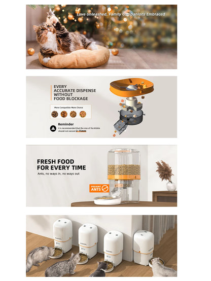 1080P HD Smart Cat Feeder with Camera 5G WiFi Auto Dispenser