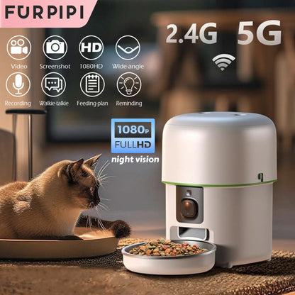 1080P HD Smart Cat Feeder with Camera 5G WiFi Auto Dispenser