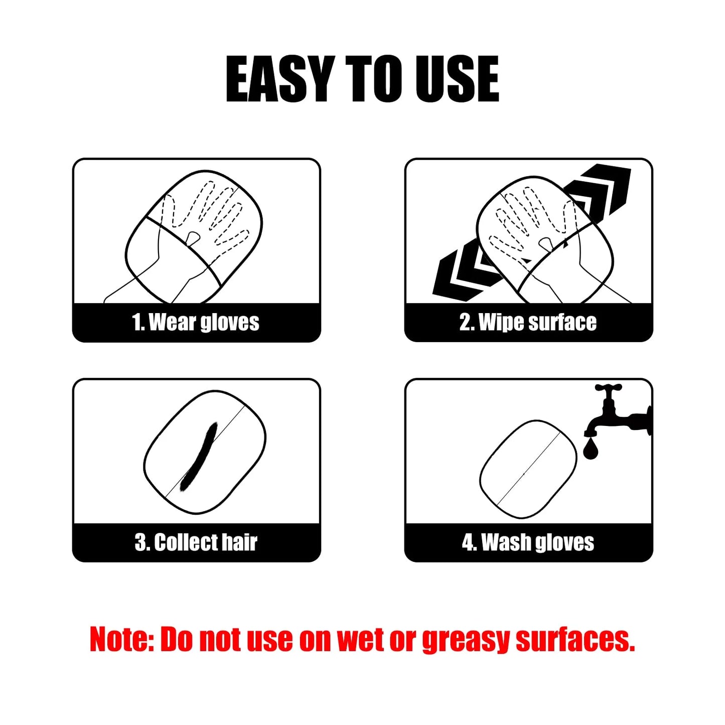 Reusable Pet Hair Removal Gloves Double-Sided Grooming Tool