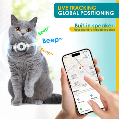 Waterproof GPS Pet Tracker Collar for Cats iOS No Monthly Fee