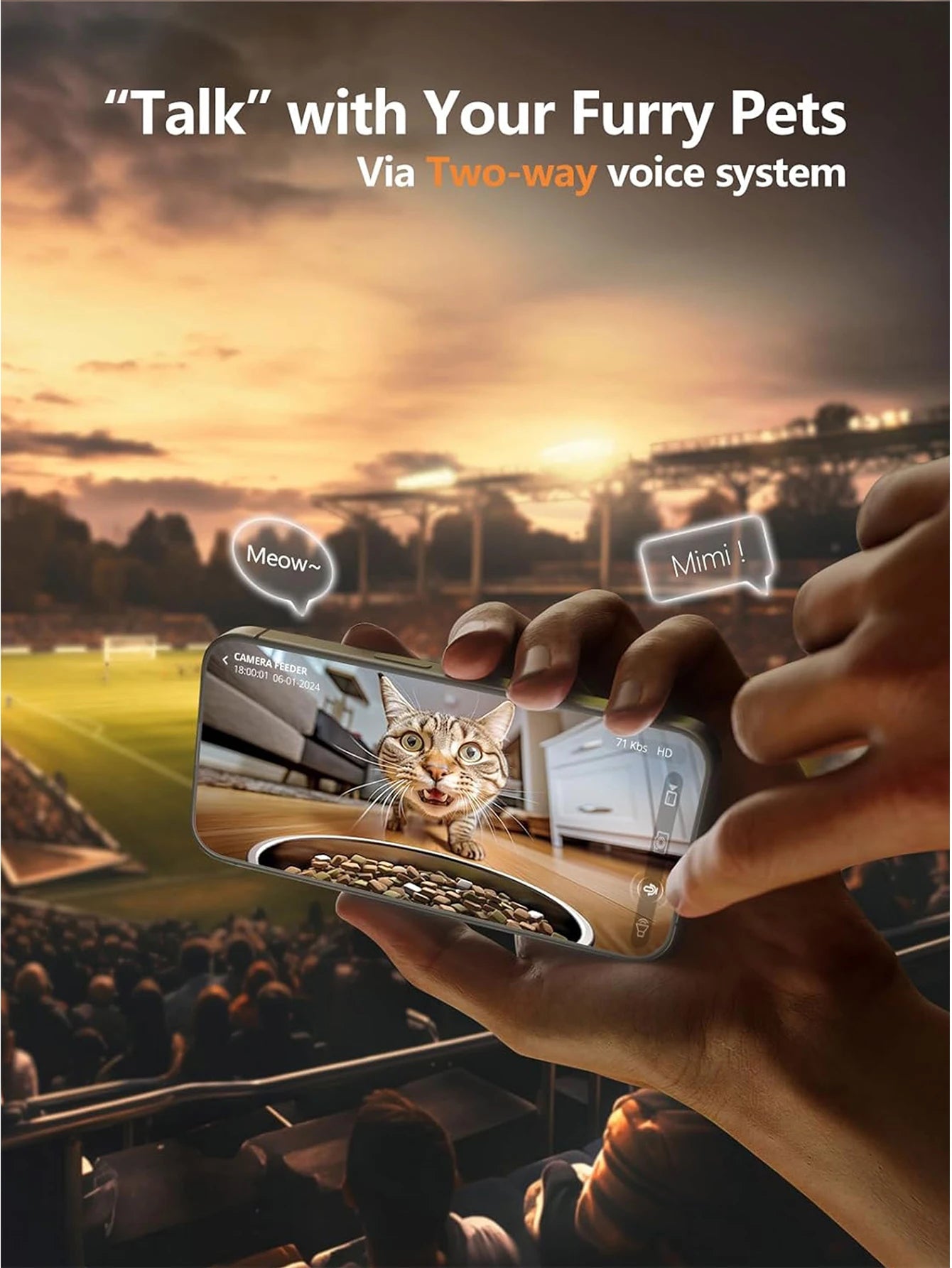 1080P HD Smart Cat Feeder with Camera 5G WiFi Auto Dispenser