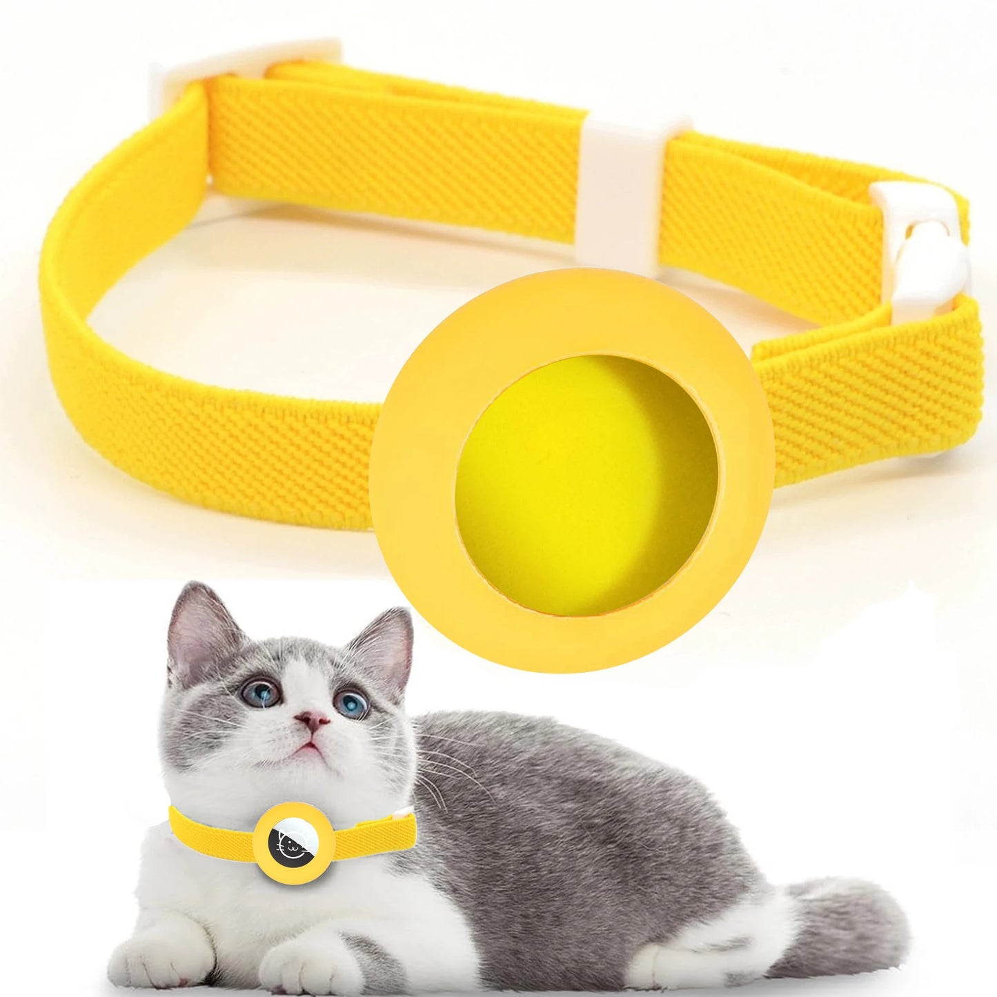Air tag Cat Collar with GPS Tracker Elastic Protective Case
