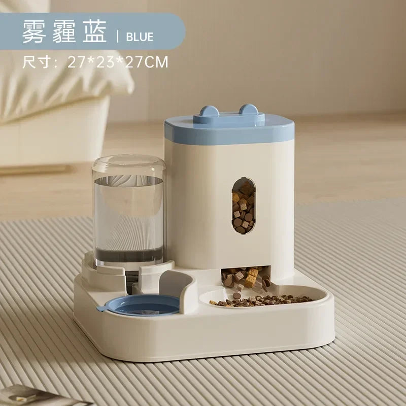 Automatic Pet Feeder with Water Fountain Large Capacity Bowl
