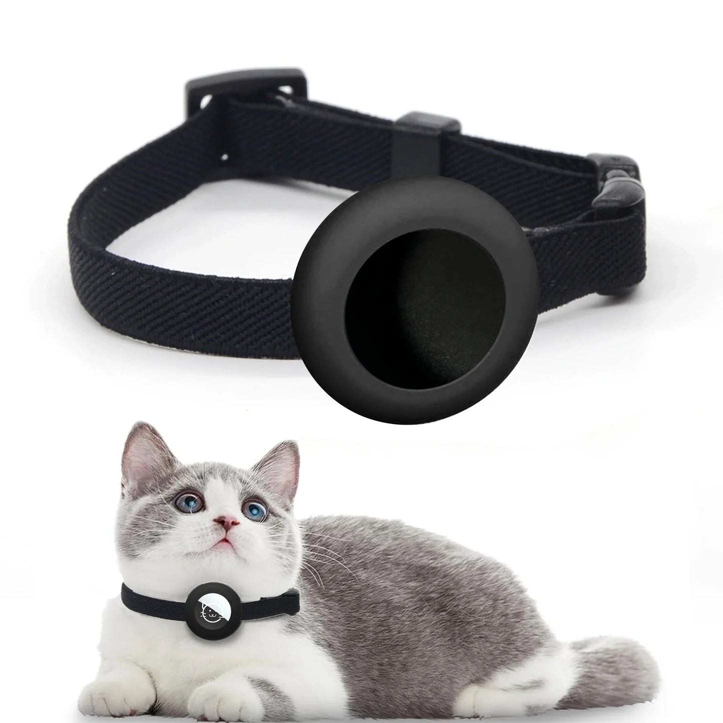 Air tag Cat Collar with GPS Tracker Elastic Protective Case