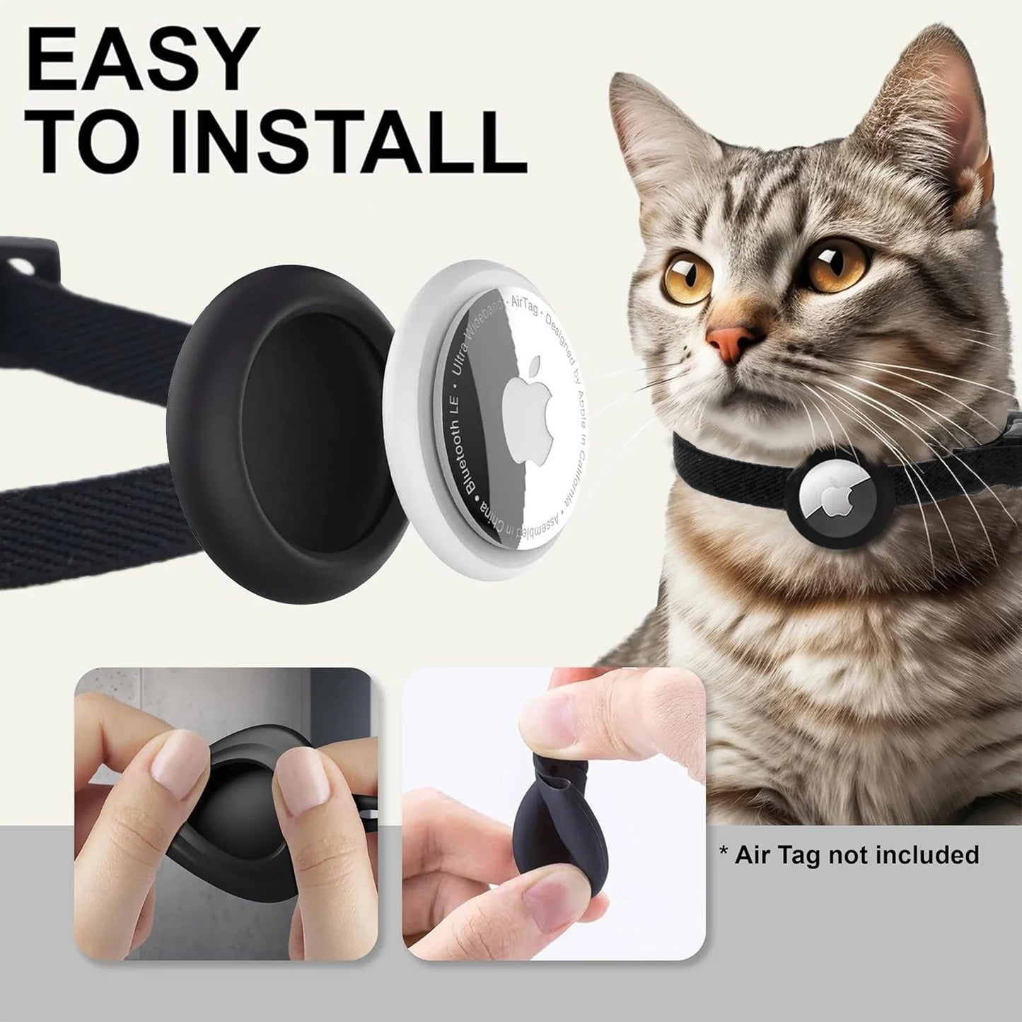 Air tag Cat Collar with GPS Tracker Elastic Protective Case