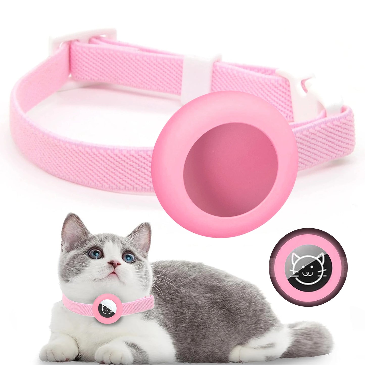Air tag Cat Collar with GPS Tracker Elastic Protective Case