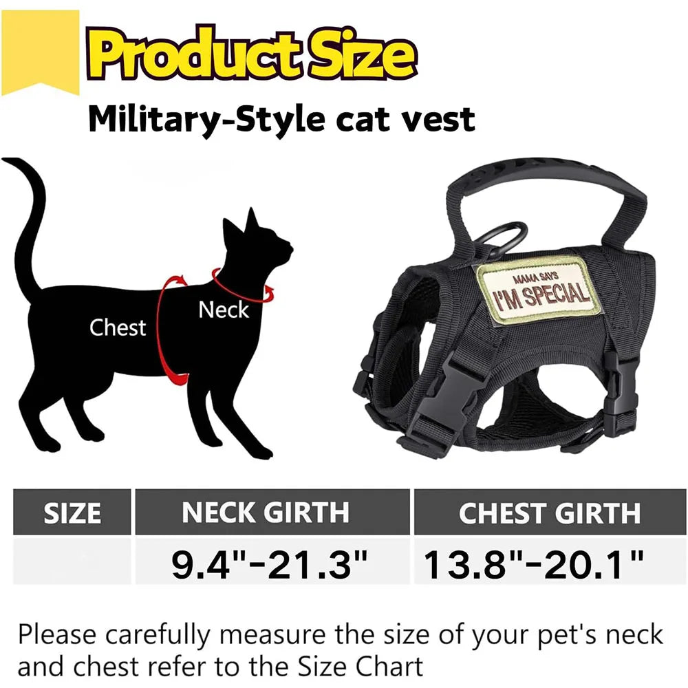 Tactical Dog and Cat Harness Adjustable Mesh Vest with Handle