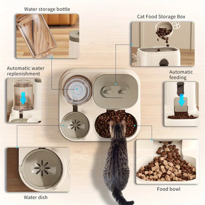 Automatic Cat Bowl with Water Fountain Spill Proof Feeder