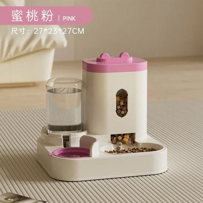 Automatic Pet Feeder with Water Fountain Large Capacity Bowl