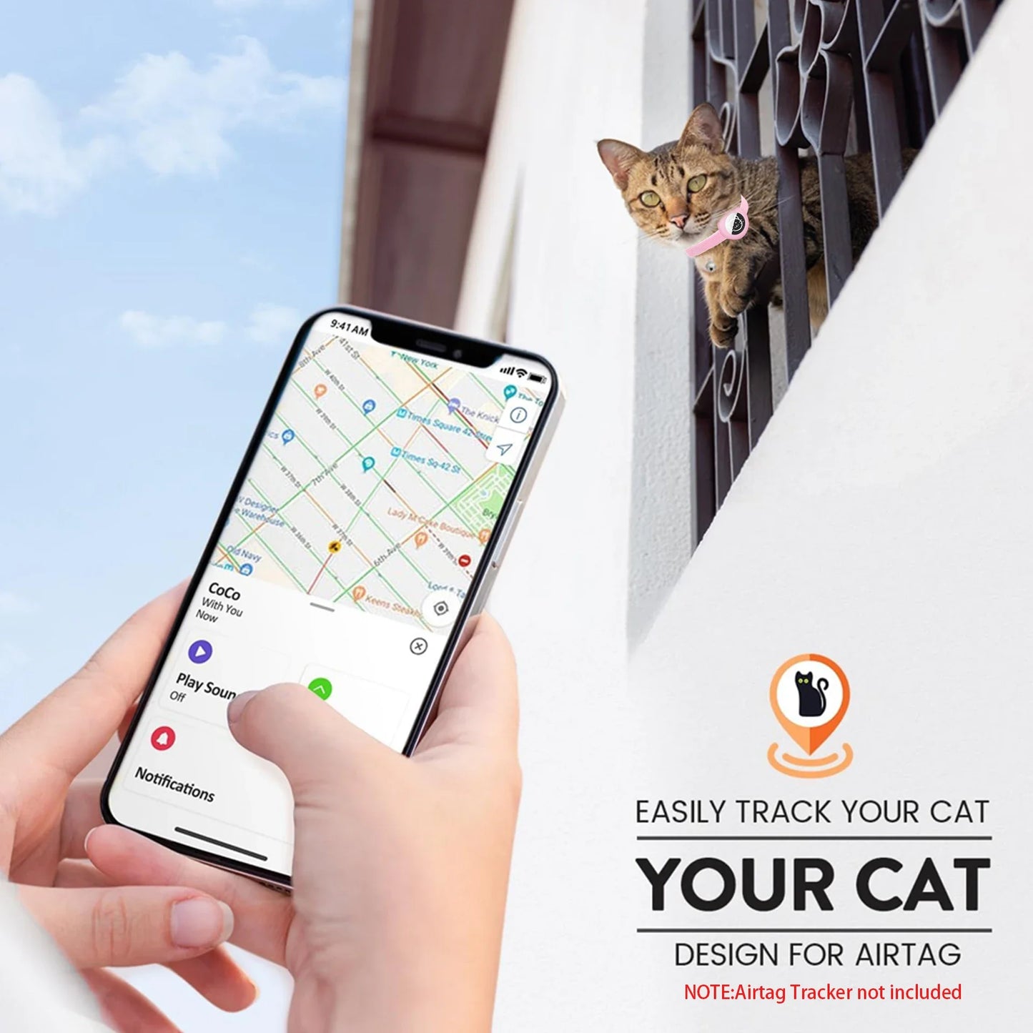 Air tag Cat Collar with GPS Tracker Elastic Protective Case