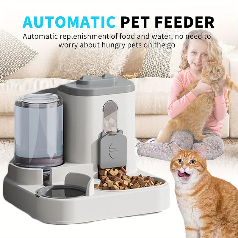 Automatic Cat Bowl with Water Fountain Spill Proof Feeder