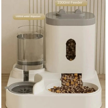 Automatic Pet Feeder with Water Fountain Large Capacity Bowl